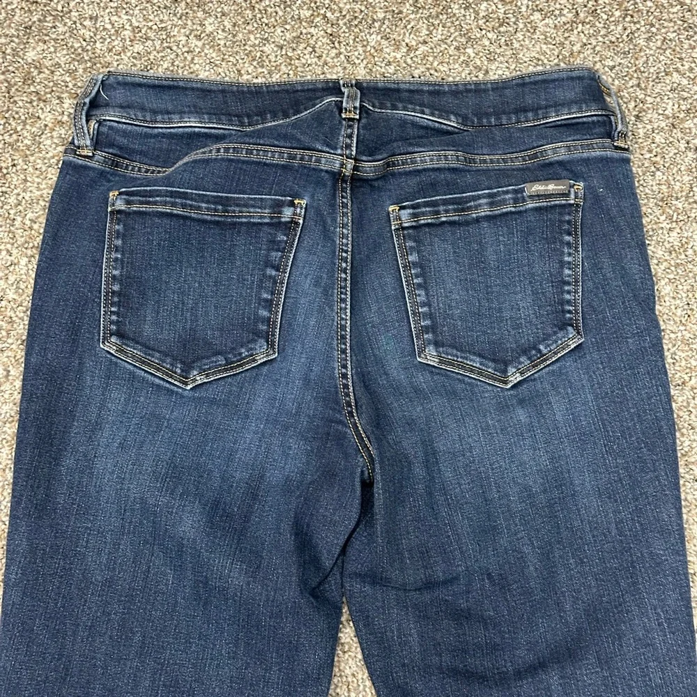 Women's Eddie Bauer 4 Small Jeans Slim Curvy Denim Navy Blue Straight Stretch - Picture 7 of 13